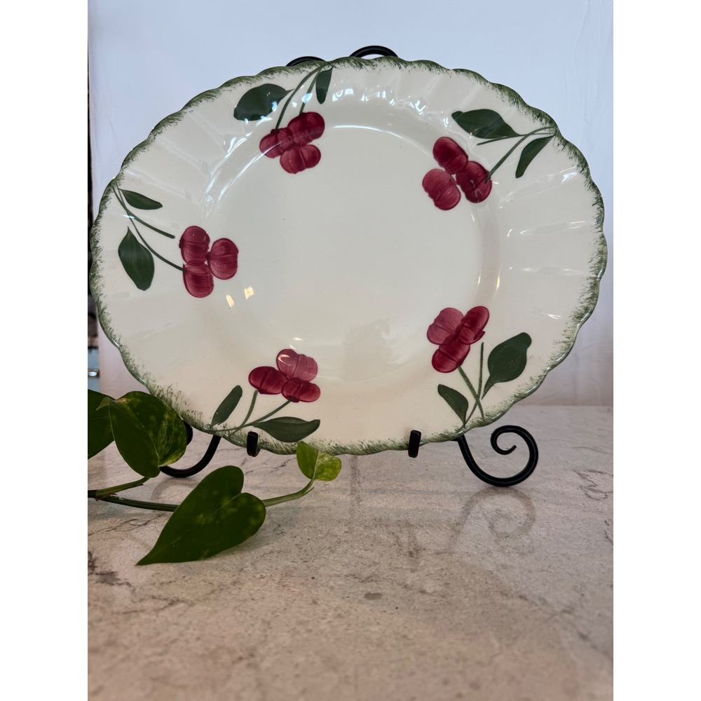 Vintage Blue Ridge Cherry Serving Platter Oval Scalloped 14 Inch Farmhouse Decor